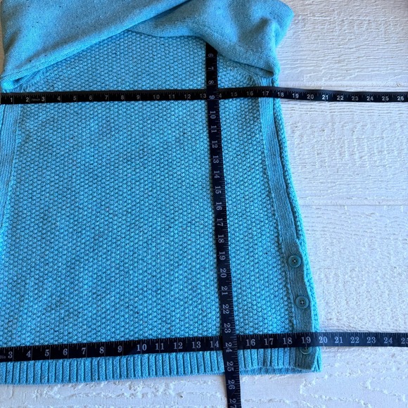 Talbots Turtleneck Sweater Womens Medium Teal Confetti Knit Button Side Cozy - Picture 9 of 10